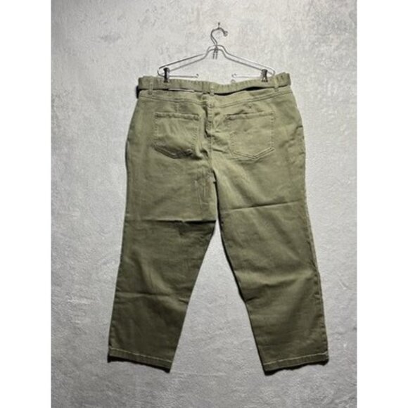 NWT Cato Denim Plus Size 20W Olive Green Belted Hi-Rise Straight Ankle Jeans - Picture 8 of 9